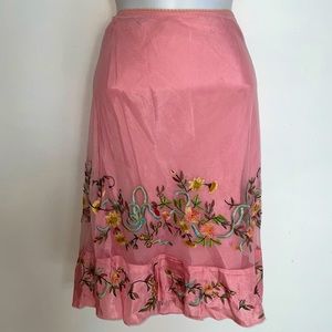 Heart Moon Star Pink Floral Embroidered Slip